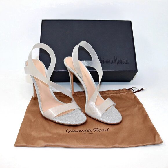 NEW Gianvito Rossi "Metropolis" 105 Glass Glitter Plexi Slingback Sandal Heels - Picture 3 of 16